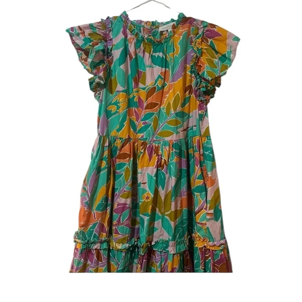 House of Harlow 1960 | Dresses | House Of Harlow 96 Green And Orange  Ruffled Tiered Sundress Small Party | Poshmark